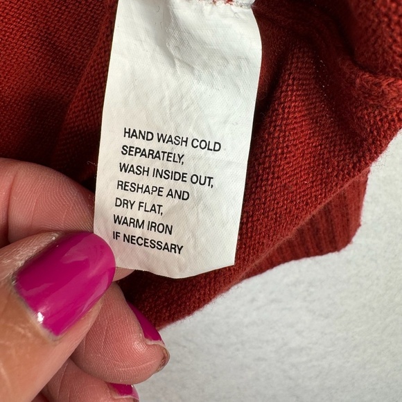 Jeanne Pierre Cowl Neck Sweater Womens SZ Small Orange Rust Long Sleeve Pockets - Picture 4 of 7